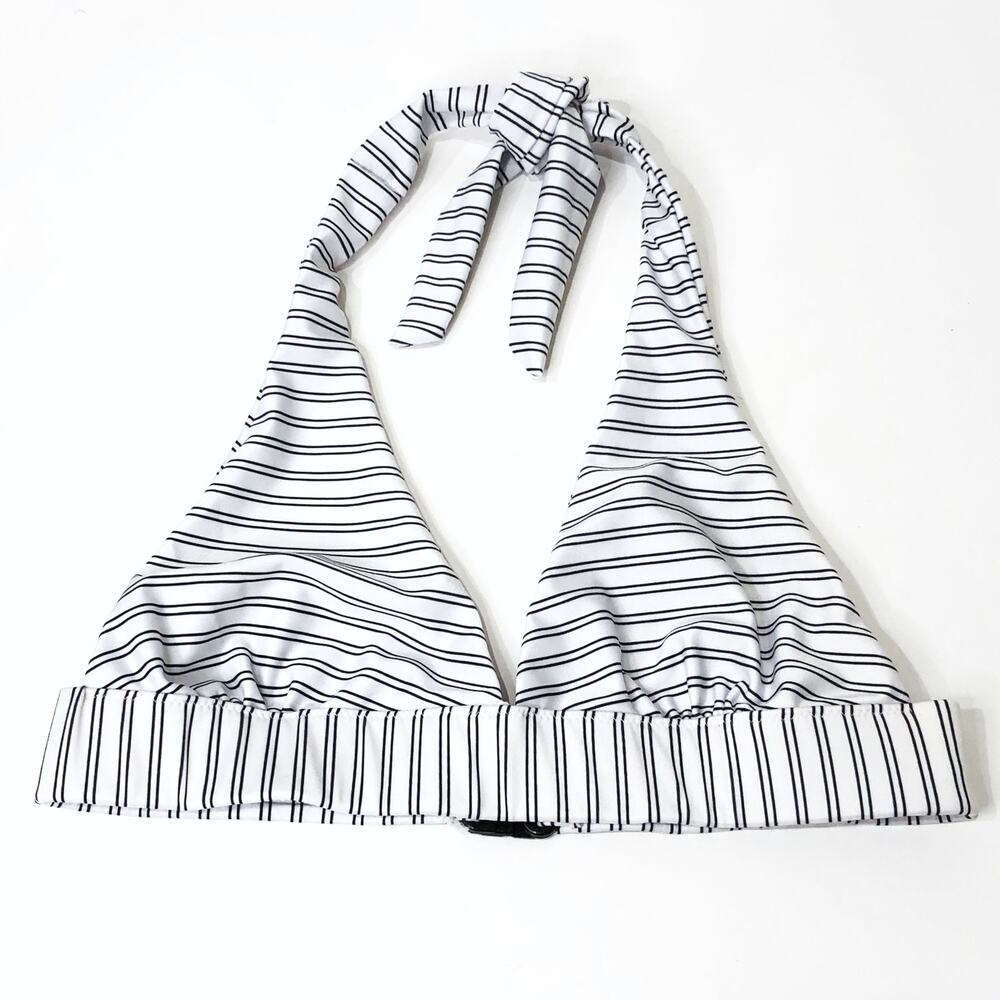 Halter Bikini Top M 8 Separate Striped White Black Tie